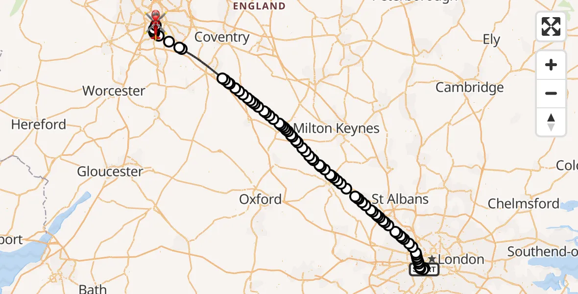 Flight route Air Ambulance Helicopter London Heliport - Queen Elizabeth Hospital Helipad, 06 October 2026, 18:16
