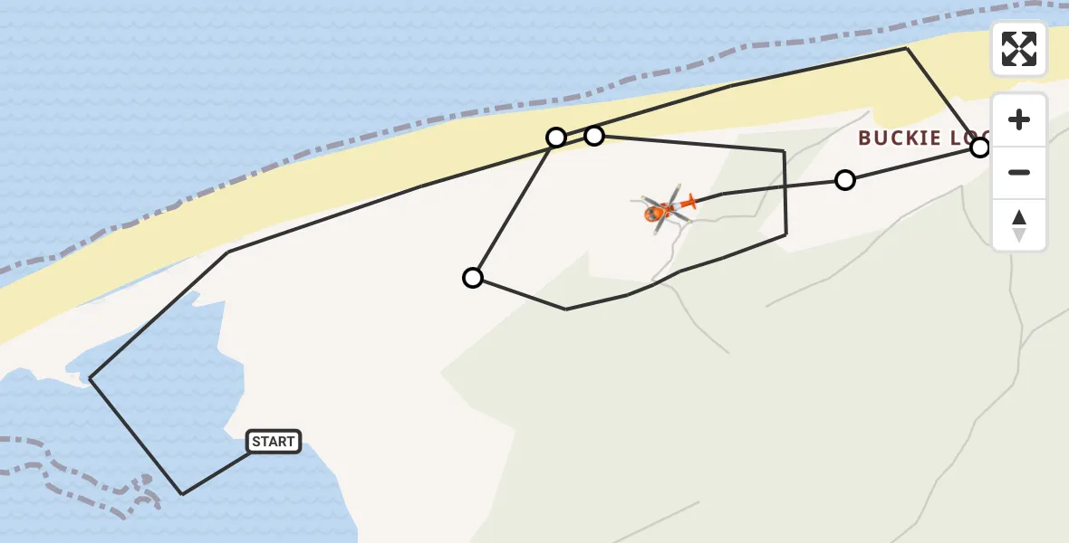 Flight route Coastguard Helicopter Moray - Buckie Loch, 06 October 2026, 18:37