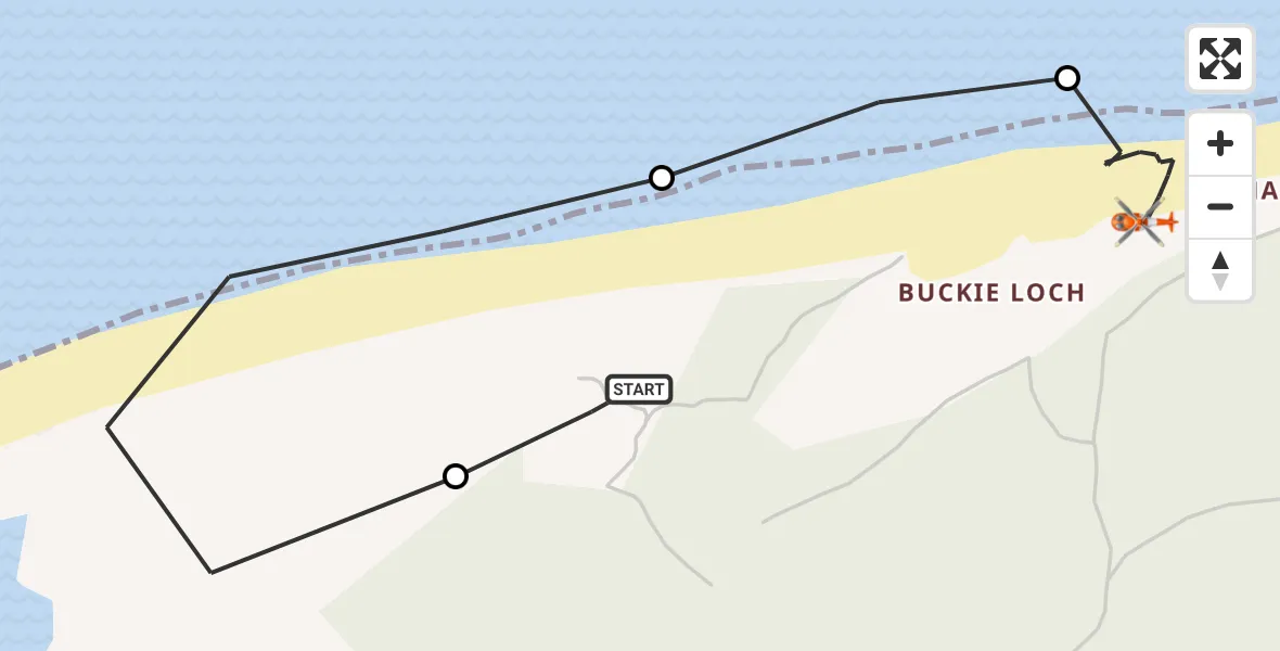 Flight route Coastguard Helicopter Buckie Loch - Moray, 06 October 2026, 18:46