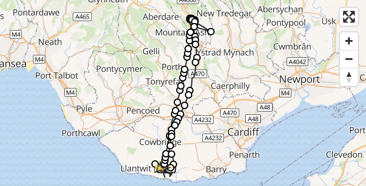 Flight route Police Helicopter MOD St Athan - MOD St Athan, 06 October 2026, 23:30