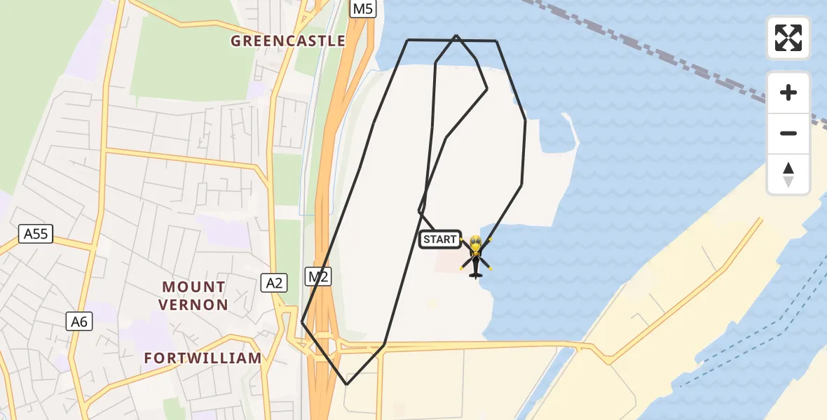 Flight route Police Helicopter Belfast City District - Belfast City District, 07 October 2026, 08:29