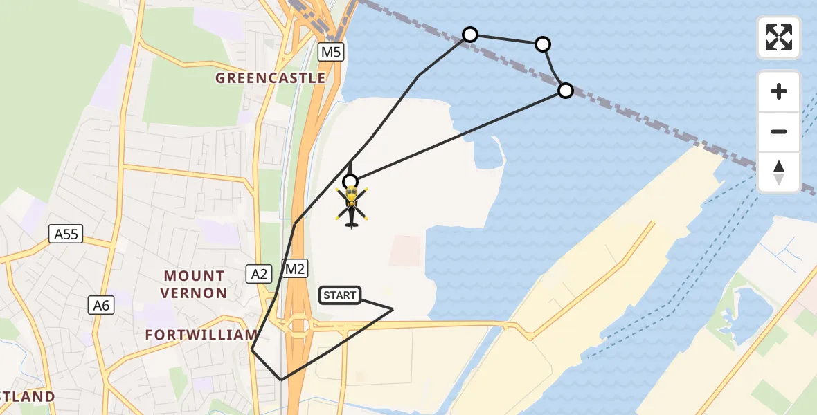 Flight route Police Helicopter Belfast City District - Belfast City District, 07 October 2026, 08:36