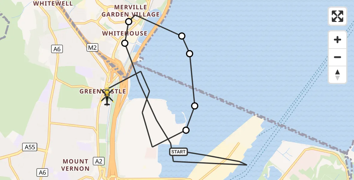 Flight route Police Helicopter Belfast City District - Belfast City District, 07 October 2026, 09:17
