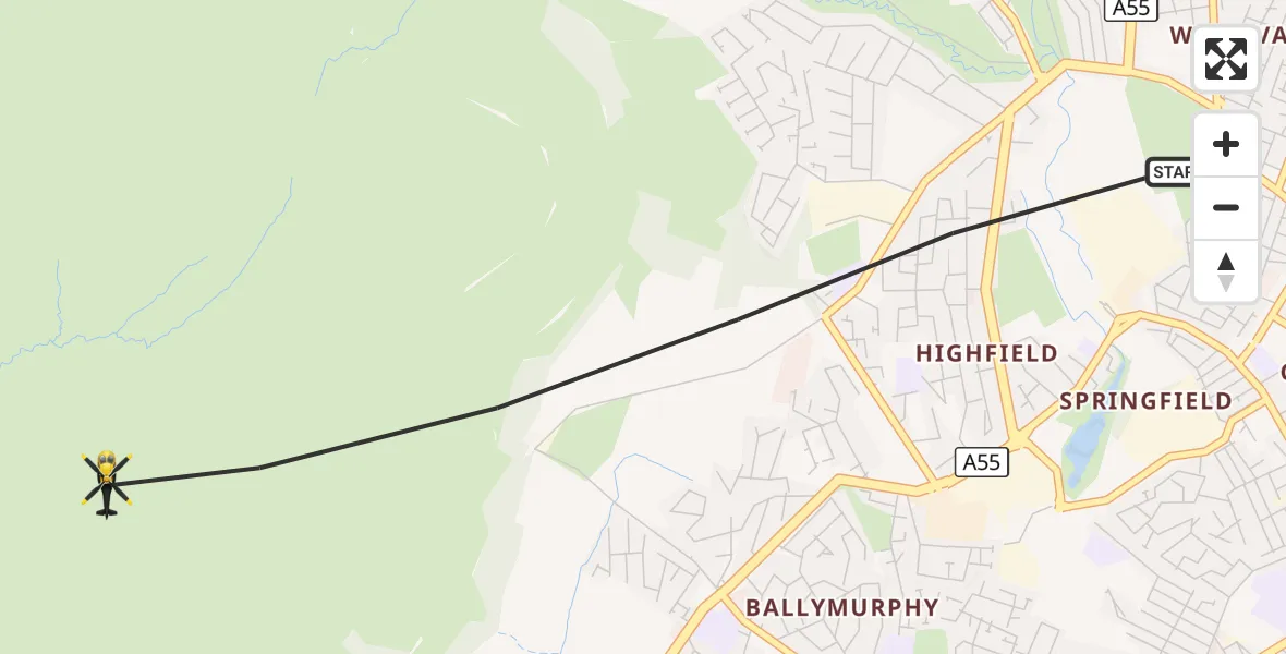 Flight route Police Helicopter Belfast City District - Belfast City District, 07 October 2026, 09:48