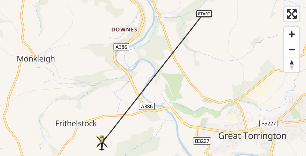 Flight route Police Helicopter Weare Giffard - Frithelstock, 07 October 2026, 09:56