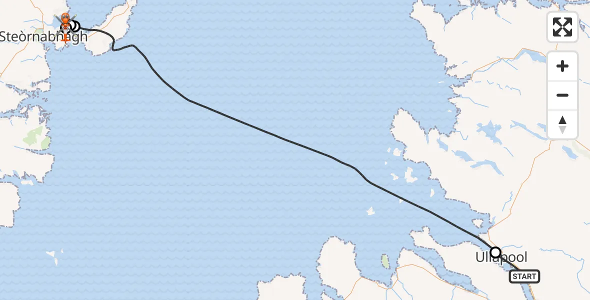 Flight route Coastguard Helicopter Ullapool - Stornoway Airport, 07 October 2026, 10:01