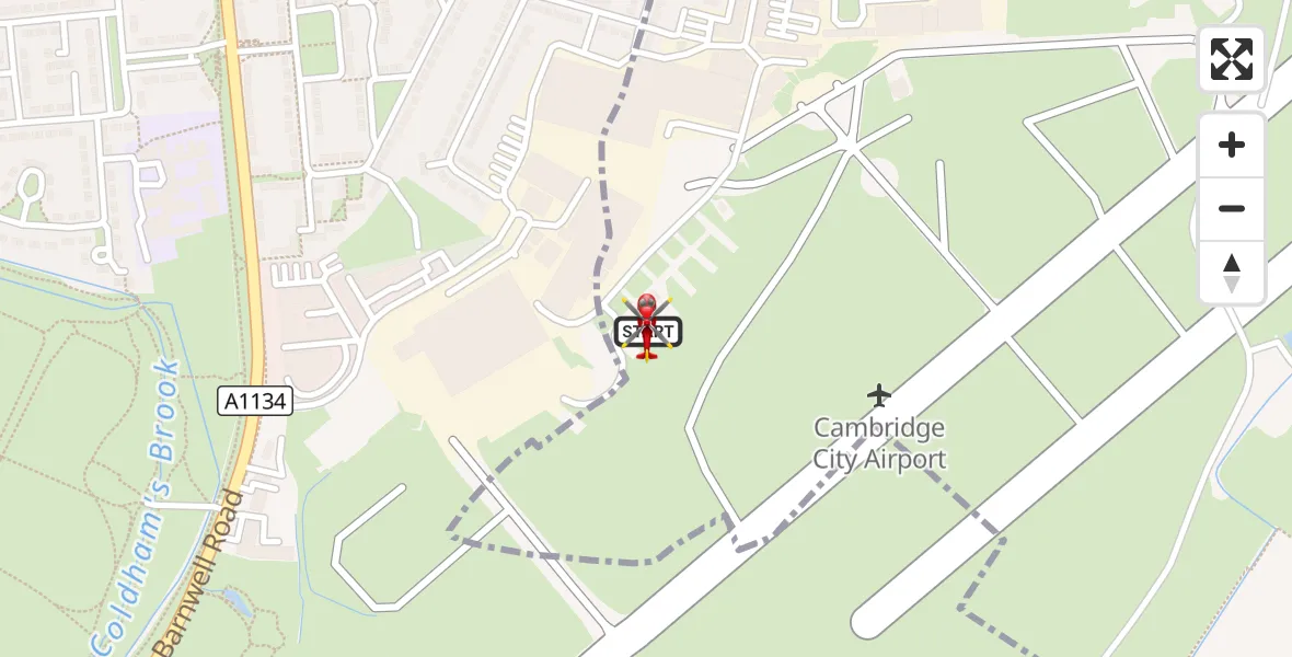 Flight route Air Ambulance Helicopter Cambridge City Airport - Cambridge City Airport, 07 October 2026, 10:07
