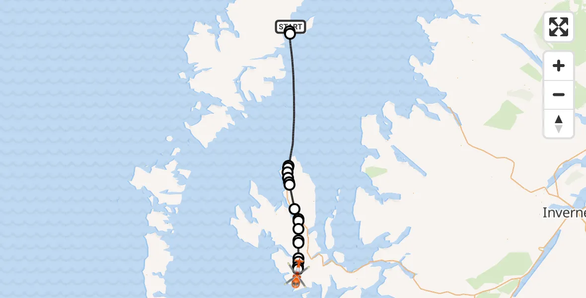 Flight route Coastguard Helicopter Stornoway Airport - Highland, 07 October 2026, 14:20