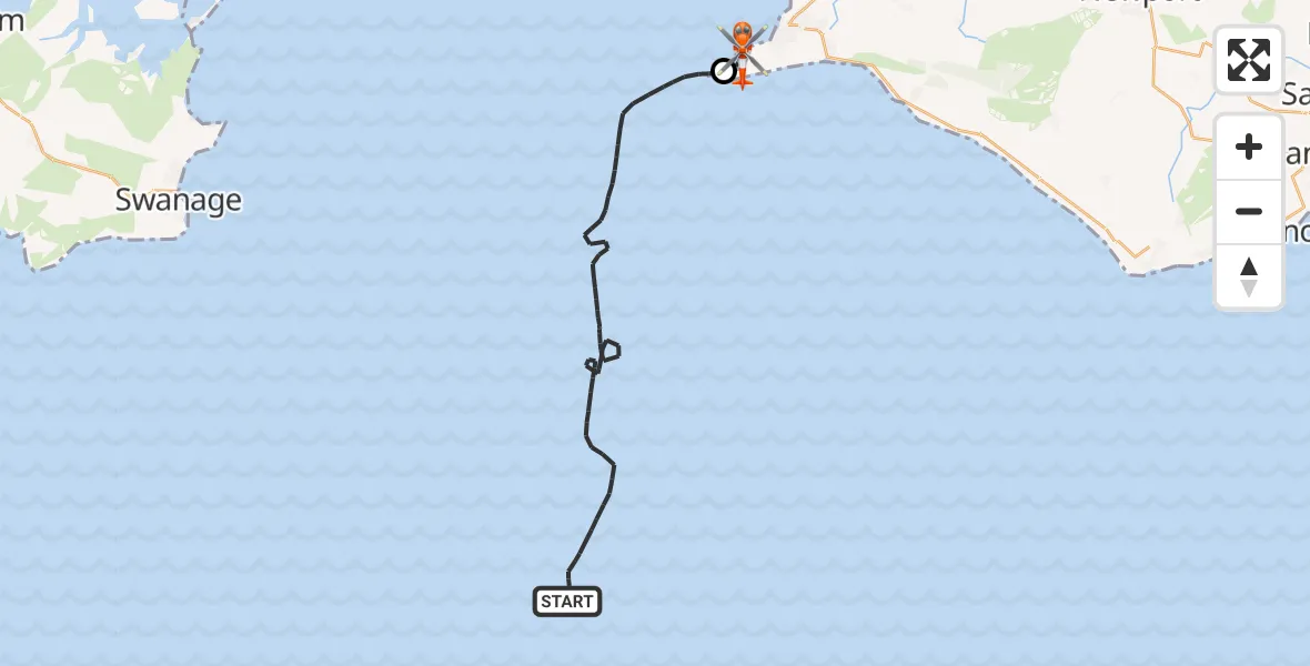 Flight route Coastguard Helicopter English Channel - Totland, 07 October 2026, 15:19