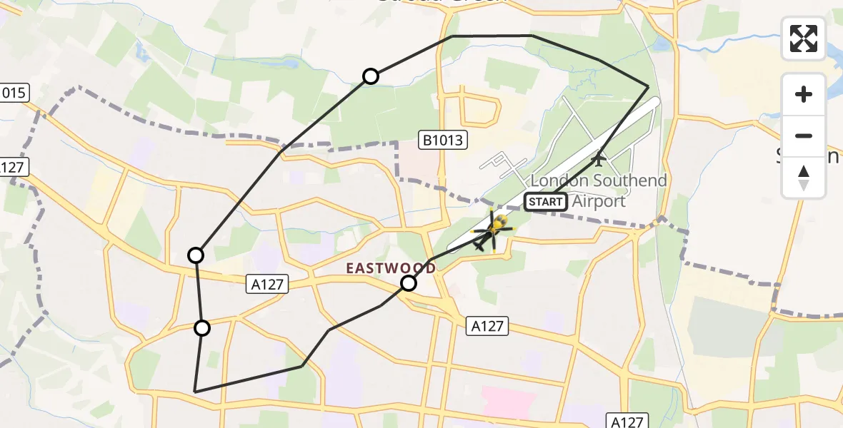 Flight route Police Helicopter London Southend Airport - London Southend Airport, 07 October 2026, 18:25