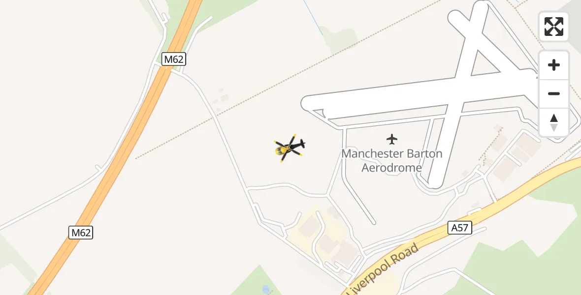 Flight route Police Helicopter Manchester Barton Aerodrome - Manchester Barton Aerodrome, 07 October 2026, 23:09