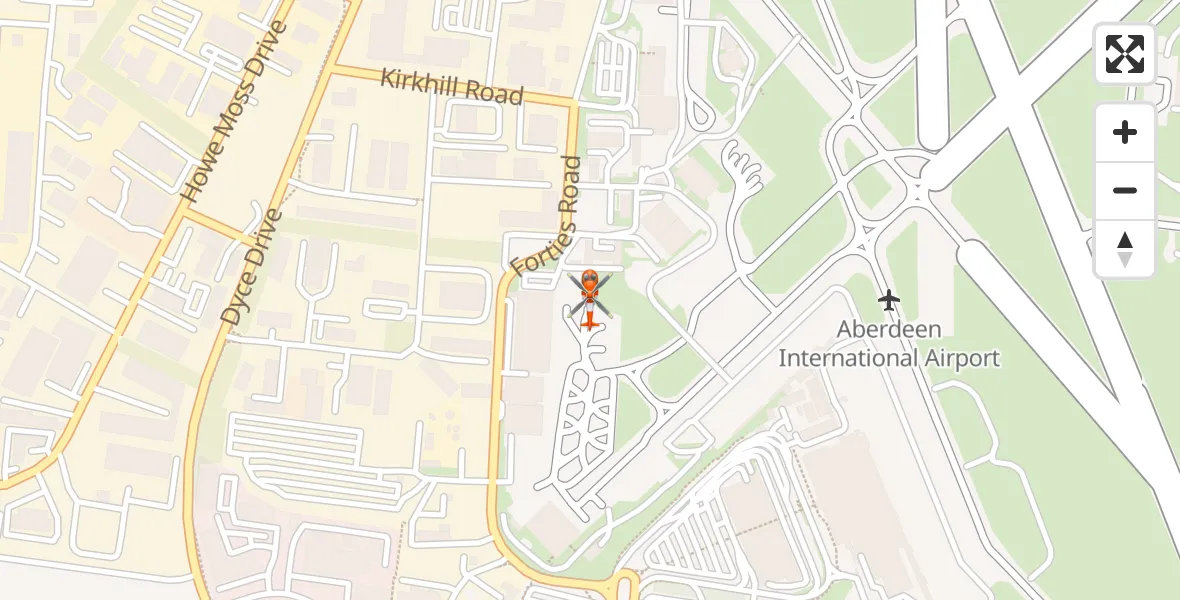 Flight route Coastguard Helicopter Aberdeen International Airport - Aberdeen International Airport, 08 October 2026, 11:56
