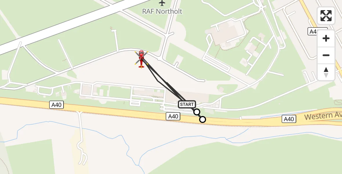 Flight route Air Ambulance Helicopter RAF Northolt - RAF Northolt, 08 October 2026, 12:30