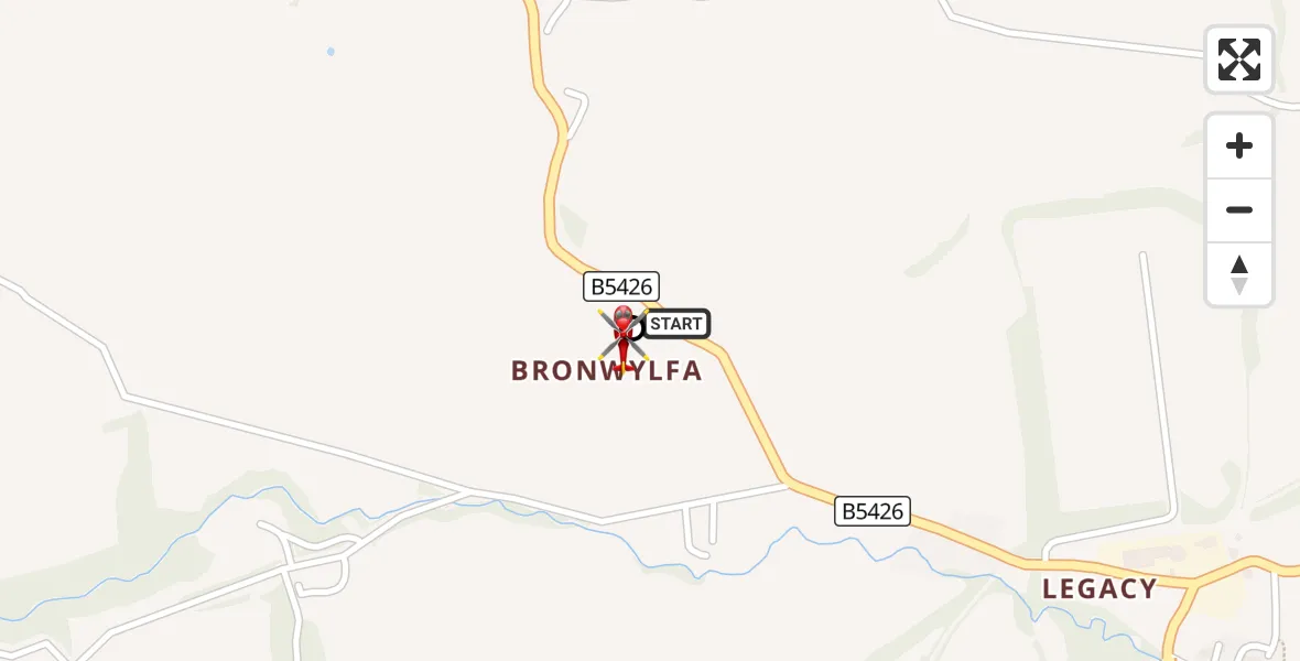 Flight route Air Ambulance Helicopter New Brighton - Bersham, 08 October 2026, 15:28