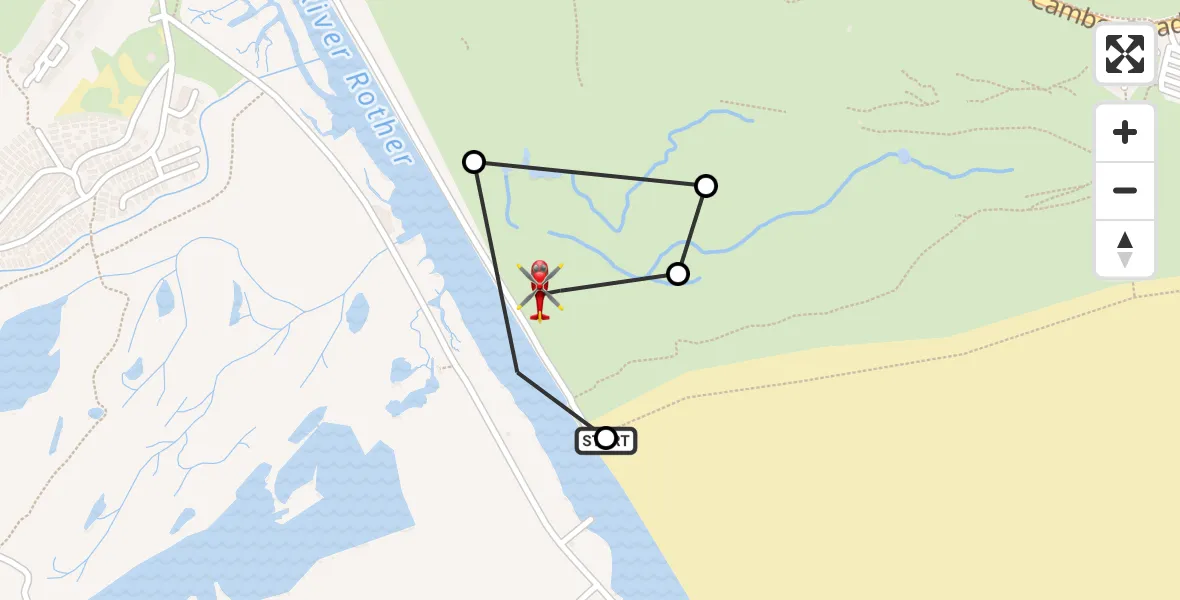 Flight route Air Ambulance Helicopter Rye Harbour - Camber, 08 October 2026, 15:32