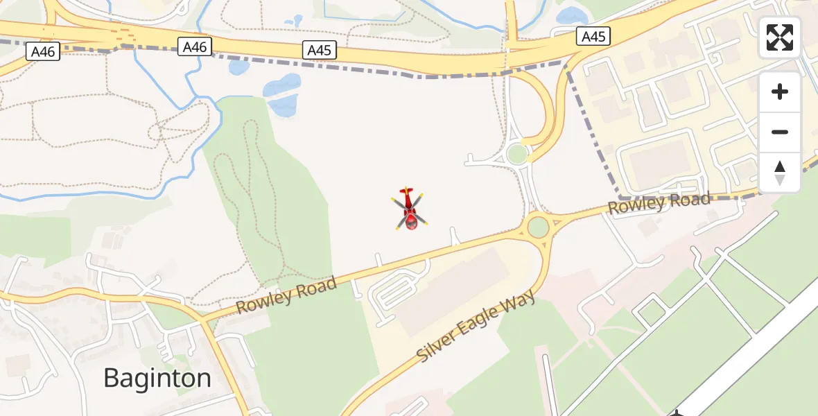 Flight route Air Ambulance Helicopter Coventry Airport - Coventry Airport, 08 October 2026, 16:38