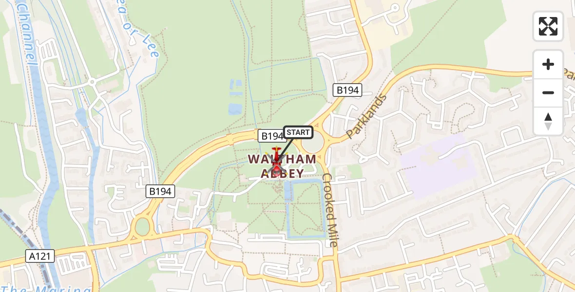Flight route Air Ambulance Helicopter Epping Forest - Epping Forest, 08 October 2026, 16:53