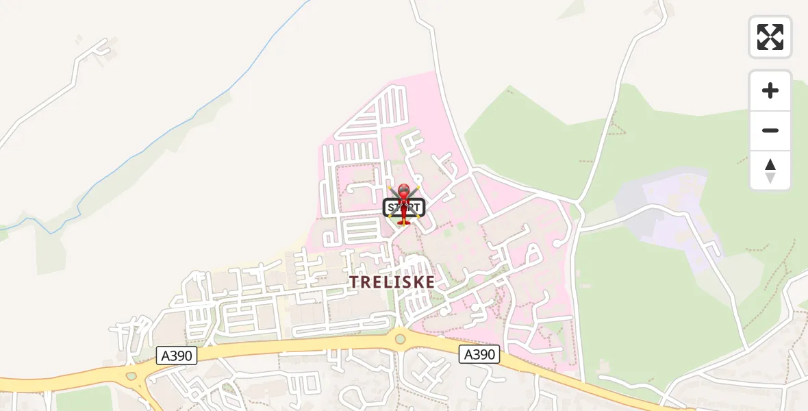Flight route Air Ambulance Helicopter Treliske Hospital - Treliske Hospital, 08 October 2026, 17:28
