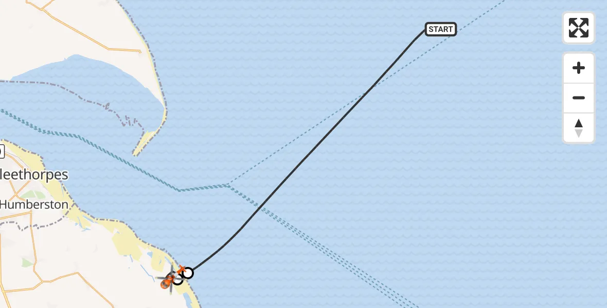 Flight route Coastguard Helicopter North Sea - North Somercotes, 08 October 2026, 17:40