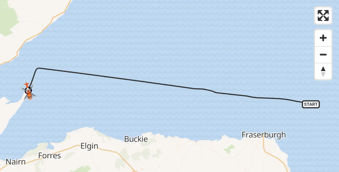 Flight route Coastguard Helicopter North Sea - Tarbat Ness Lighthouse, 08 October 2026, 18:41