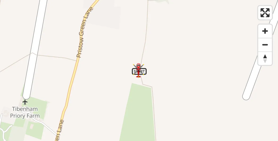 Flight route Air Ambulance Helicopter Tibenham - Tibenham, 08 October 2026, 18:51