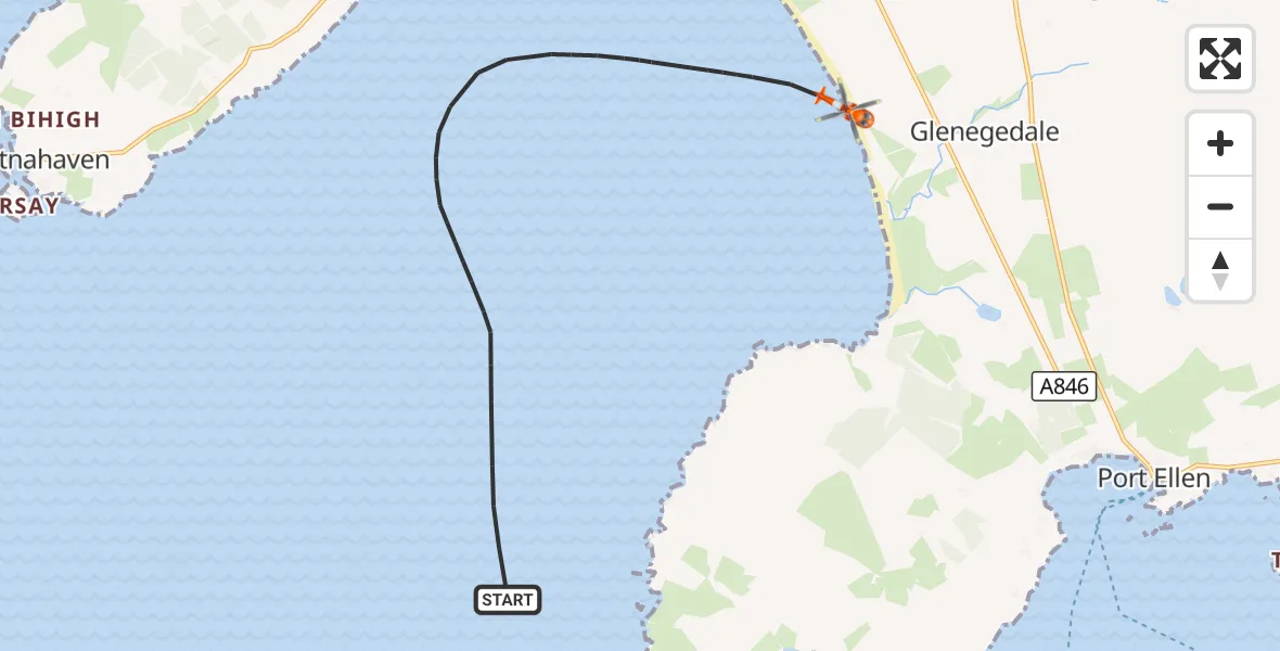 Flight route Coastguard Helicopter Inner Seas - Glenegedale, 08 October 2026, 20:06