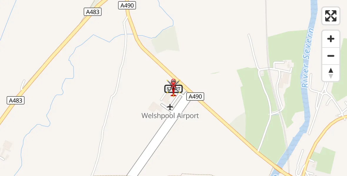 Flight route Air Ambulance Helicopter Welshpool Airport - Welshpool Airport, 09 October 2026, 08:54