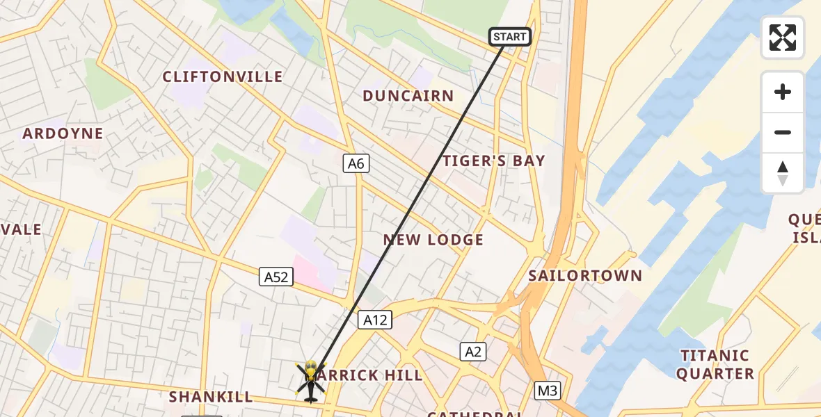 Flight route Police Helicopter Belfast City District - Belfast City District, 09 October 2026, 10:05