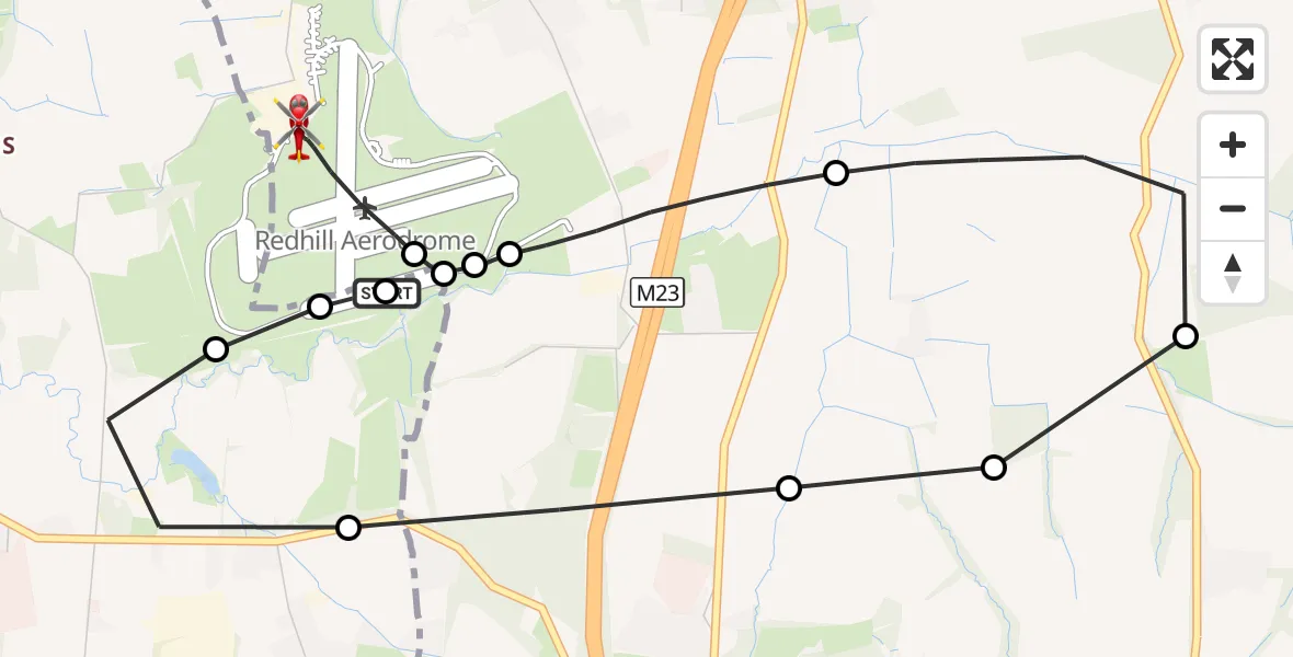 Flight route Air Ambulance Helicopter Redhill Aerodrome - Redhill Aerodrome, 09 October 2026, 10:26