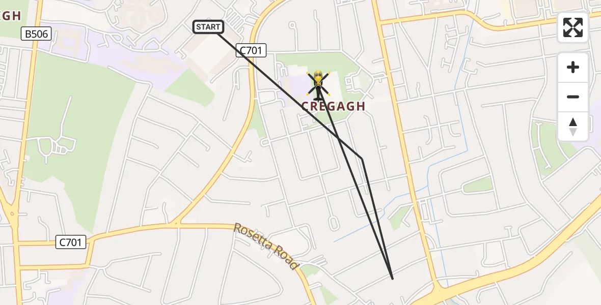 Flight route Police Helicopter Belfast City District - Belfast City District, 09 October 2026, 12:22