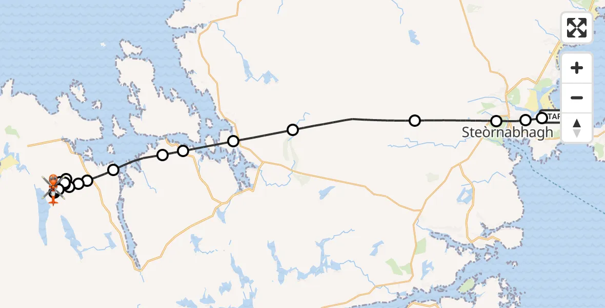 Flight route Coastguard Helicopter Stornoway Airport - Àirighean Ghunnarstail, 09 October 2026, 12:23