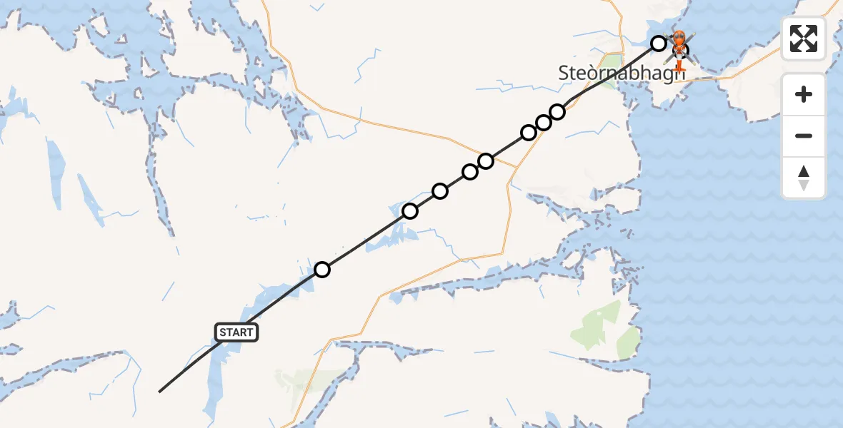 Flight route Coastguard Helicopter Loch Langabhat - Stornoway Airport, 09 October 2026, 13:47