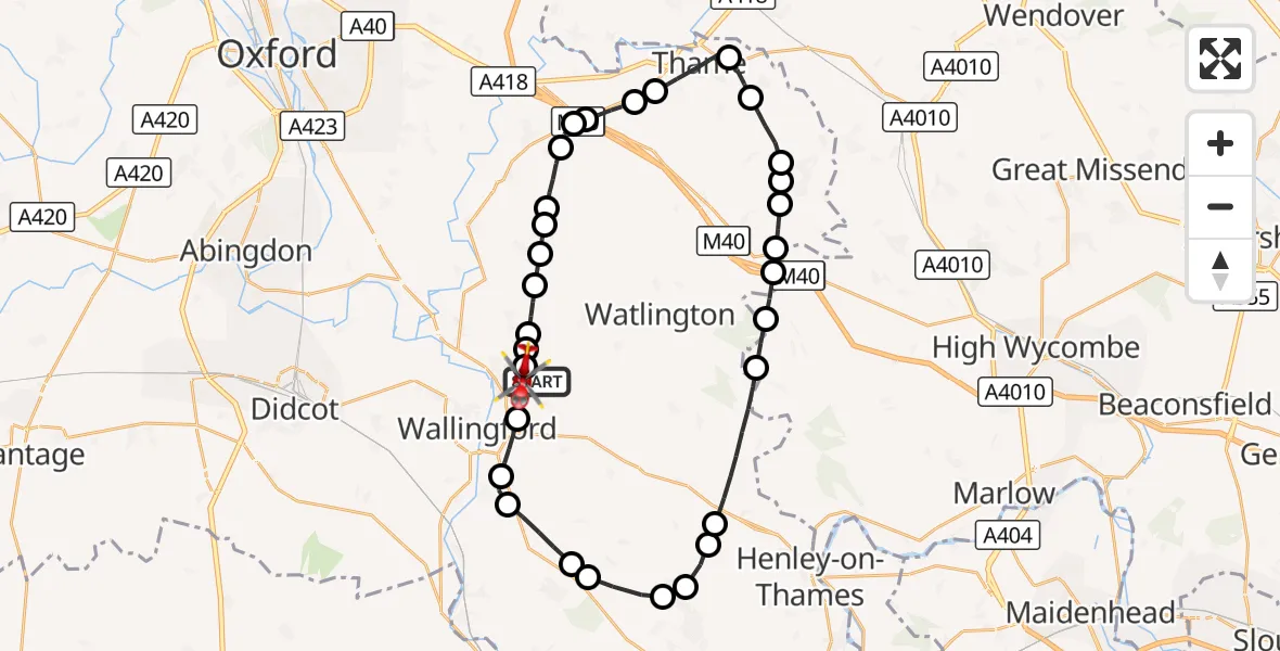 Flight route Air Ambulance Helicopter RAF Benson - RAF Benson, 09 October 2026, 14:04