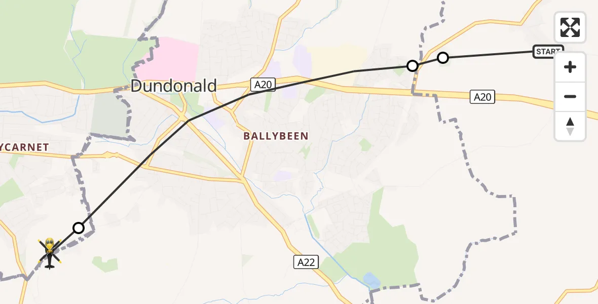 Flight route Police Helicopter Bangor - Dundonald, 09 October 2026, 14:08