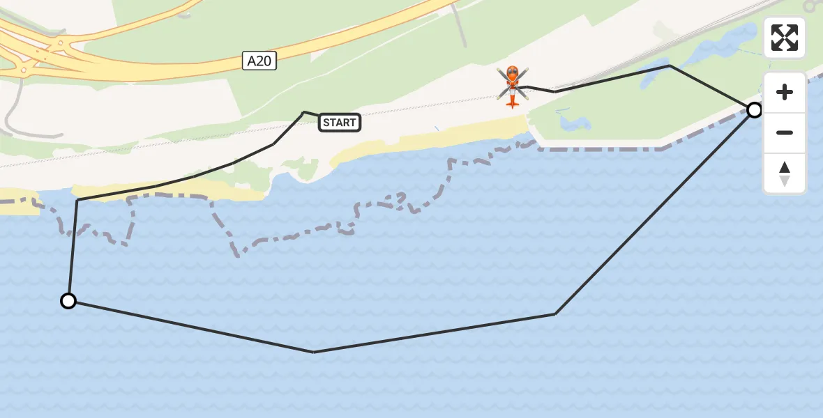 Flight route Coastguard Helicopter Dover - Dover, 09 October 2026, 14:23