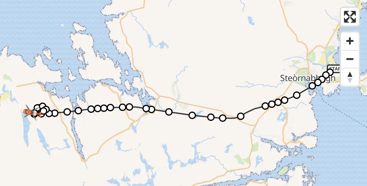 Flight route Coastguard Helicopter Stornoway Airport - Àirighean Ghunnarstail, 09 October 2026, 17:37
