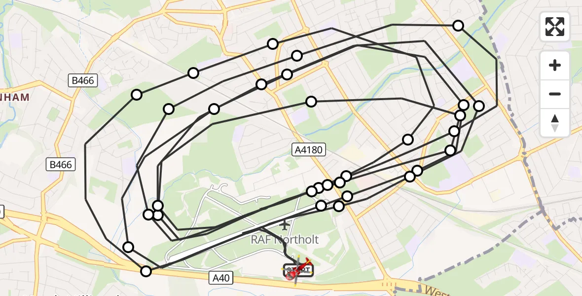 Flight route Air Ambulance Helicopter RAF Northolt - RAF Northolt, 09 October 2026, 17:42