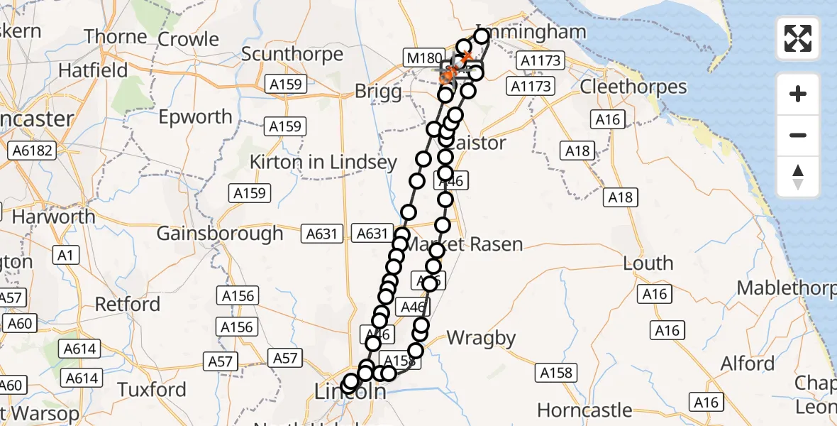 Flight route Coastguard Helicopter Humberside Airport - Humberside Airport, 09 October 2026, 18:53