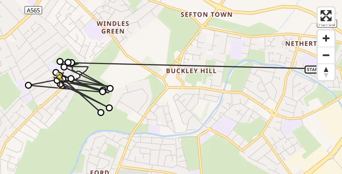 Flight route Police Helicopter Kennessee Green - Thornton, 09 October 2026, 23:25