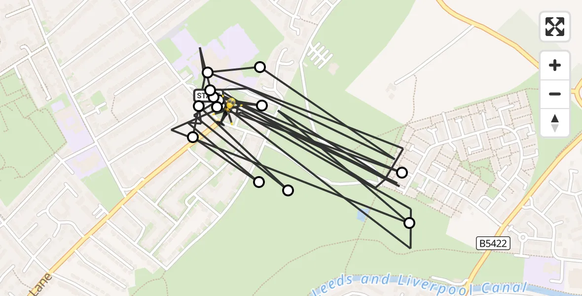 Flight route Police Helicopter Thornton - Litherland, 09 October 2026, 23:34