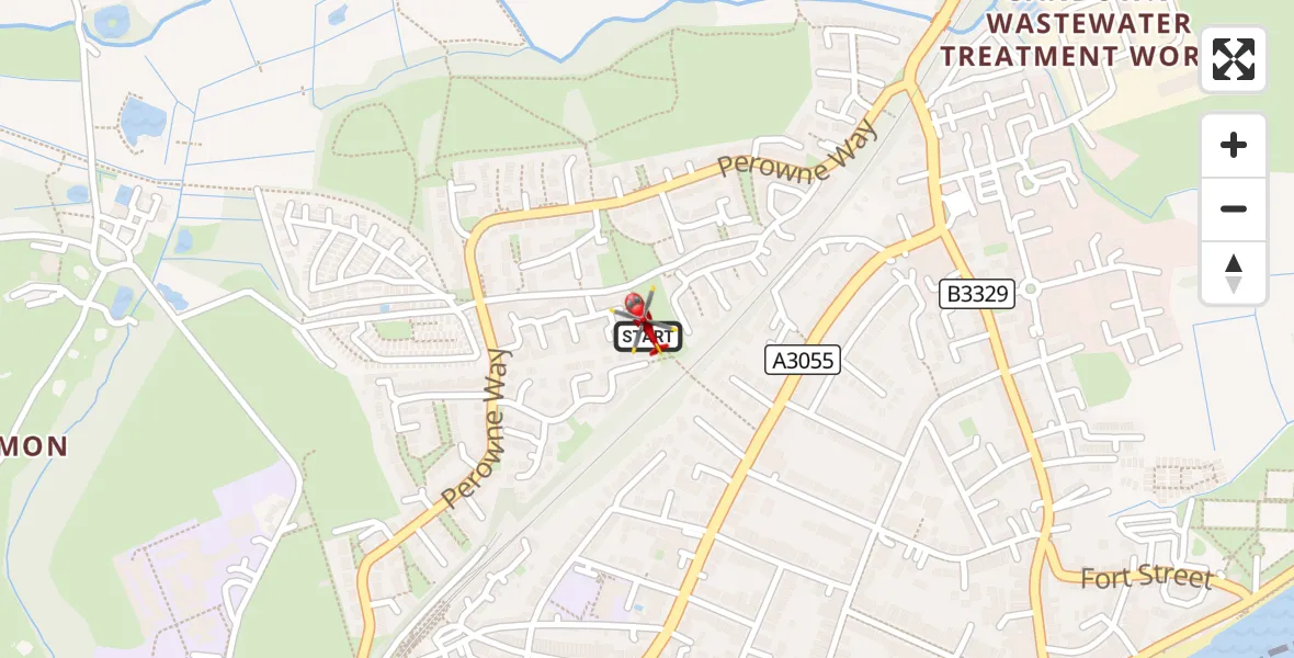 Flight route Air Ambulance Helicopter Sandown - Sandown, 10 October 2026, 08:20