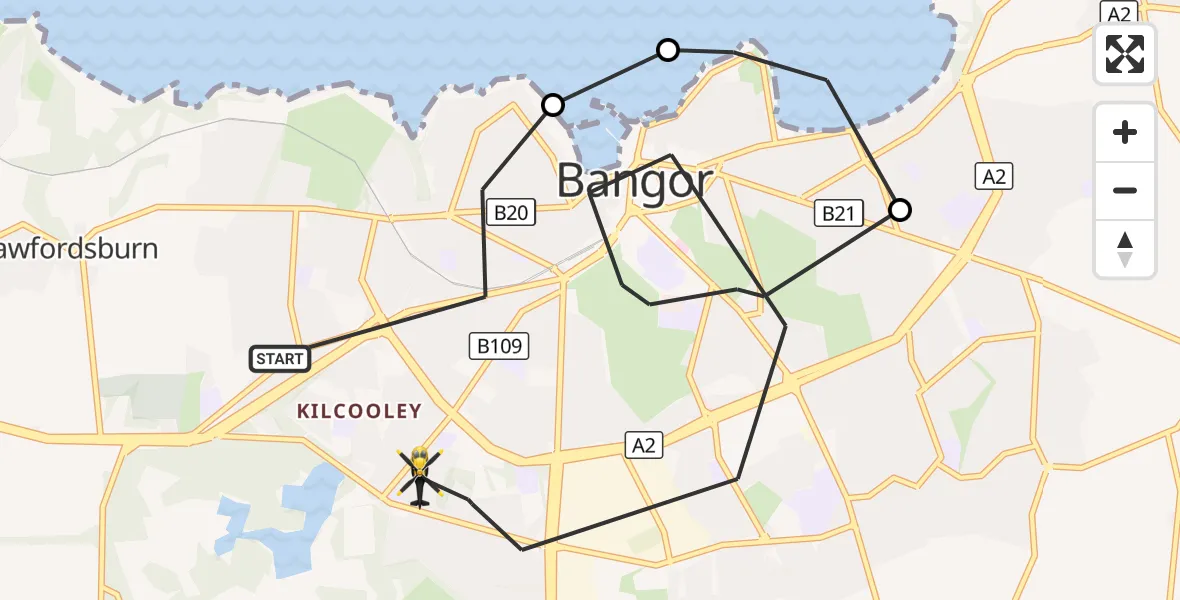 Flight route Police Helicopter Bangor - Bangor, 10 October 2026, 13:53