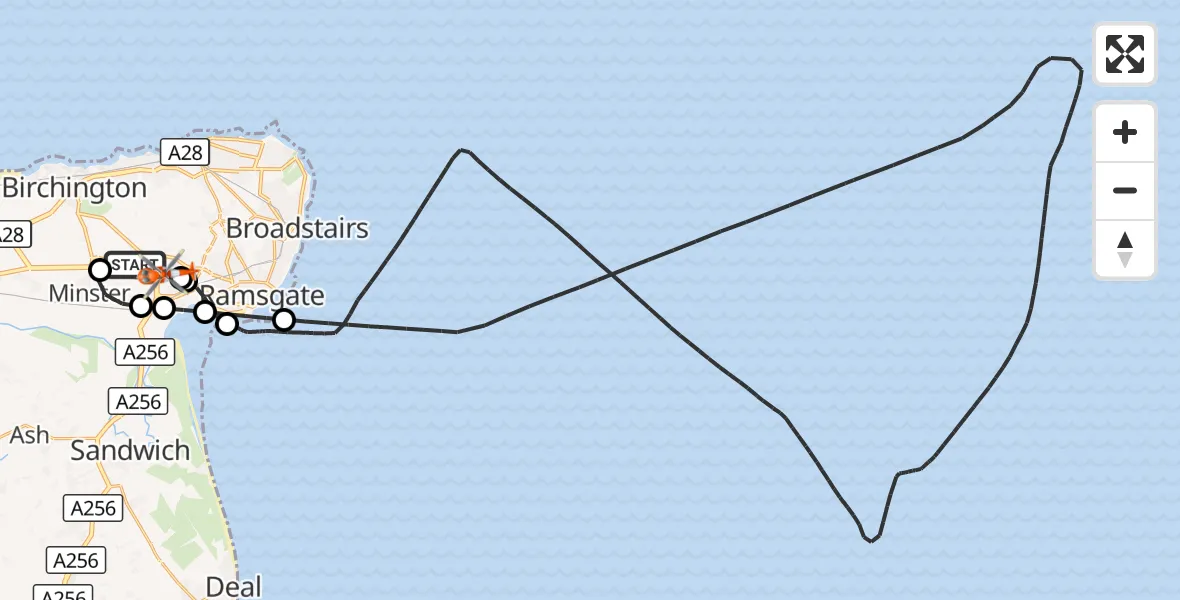 Flight route Coastguard Helicopter Manston Airport - Manston Airport, 10 October 2026, 14:50