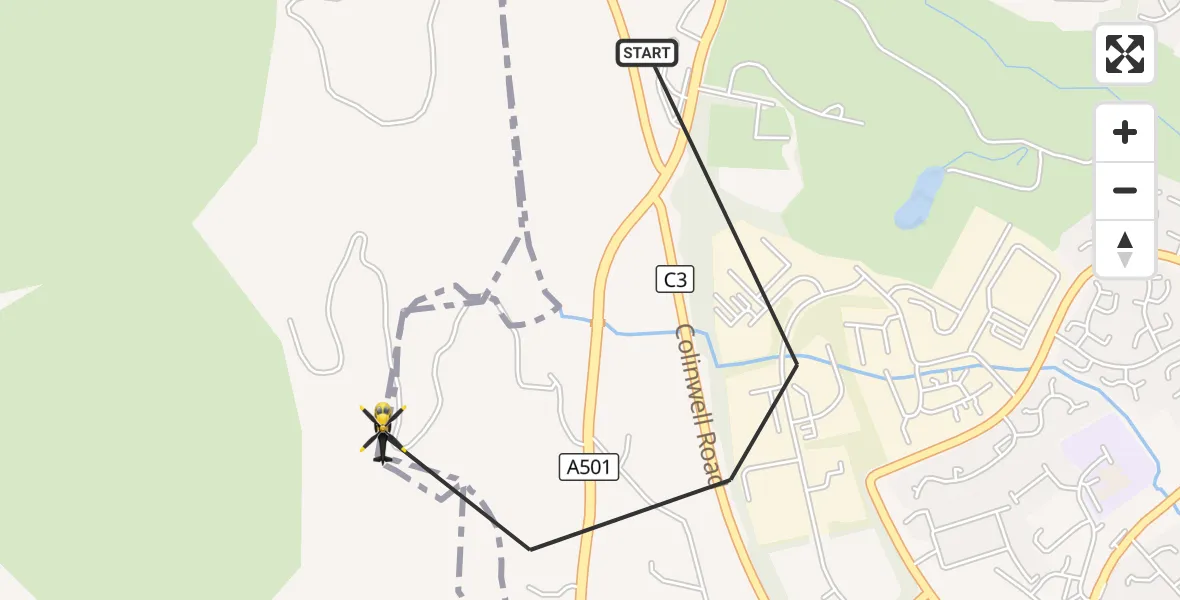 Flight route Police Helicopter Belfast City District - Belfast City District, 10 October 2026, 14:53