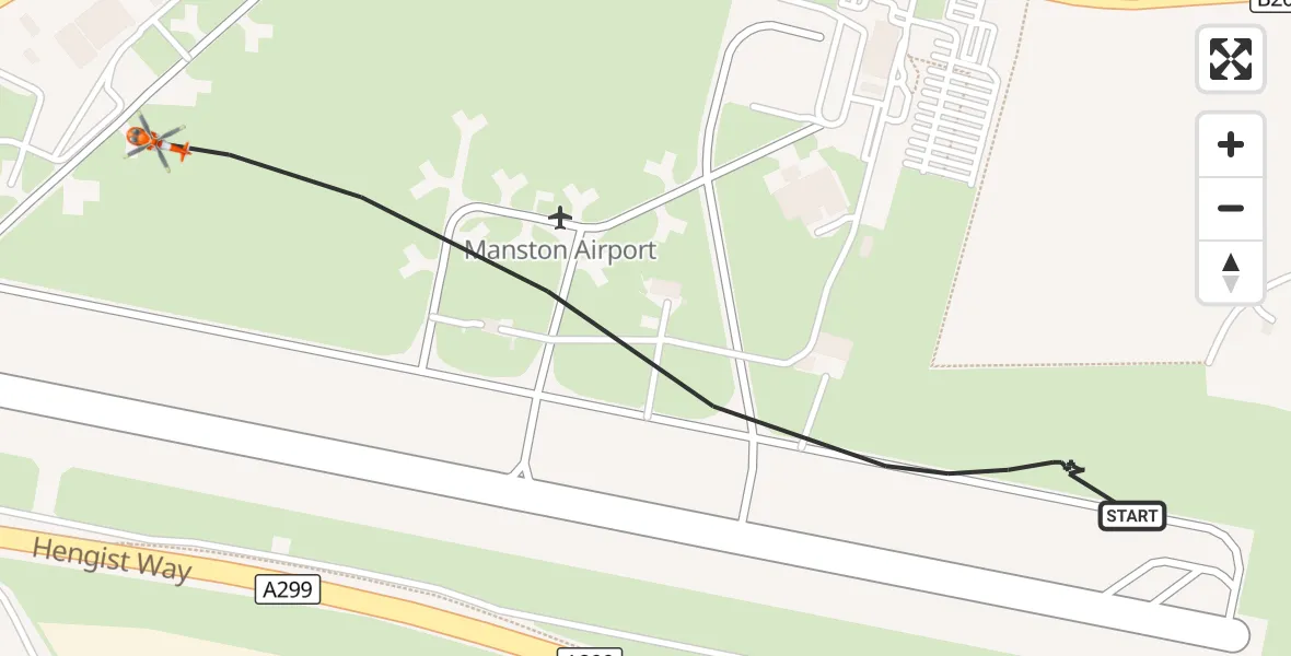 Flight route Coastguard Helicopter Manston Airport - Manston Airport, 10 October 2026, 15:42