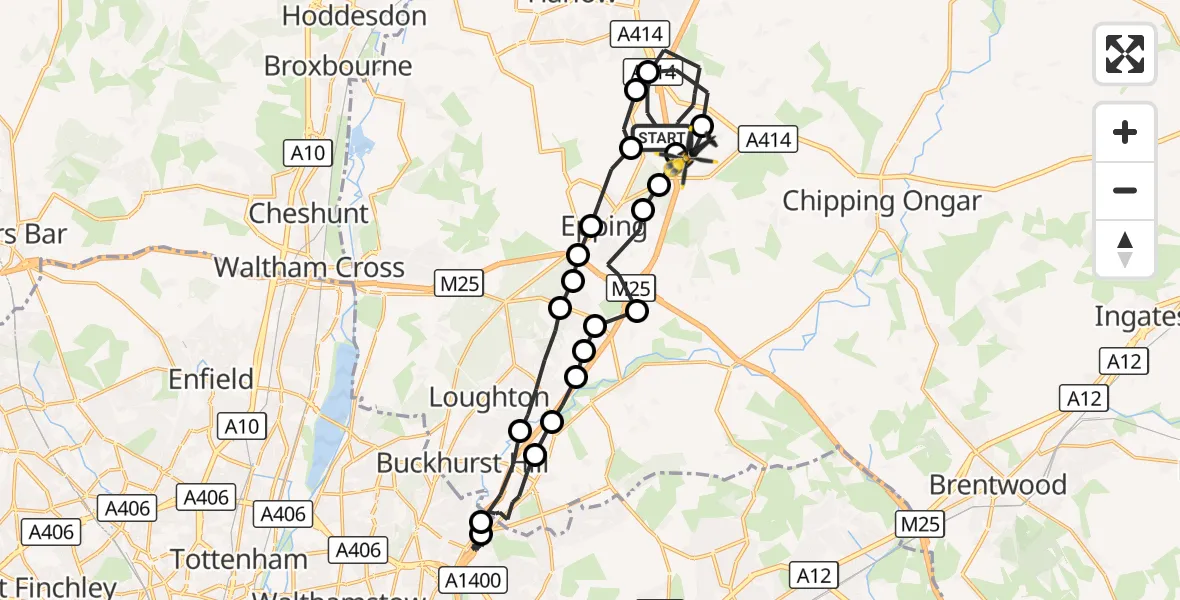 Flight route Police Helicopter North Weald Bassett - North Weald Airfield, 10 October 2026, 15:58