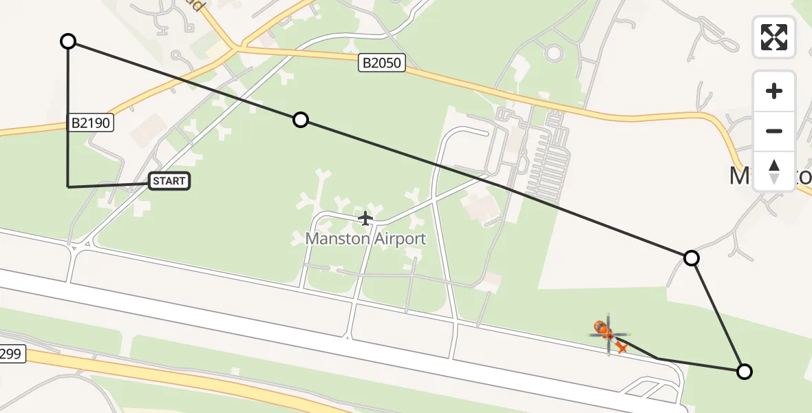 Flight route Coastguard Helicopter Manston Airport - Manston Airport, 10 October 2026, 16:21