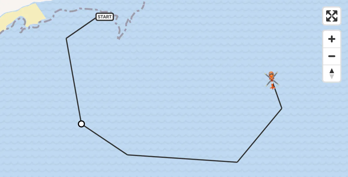 Flight route Coastguard Helicopter Eastbourne - English Channel, 10 October 2026, 16:58