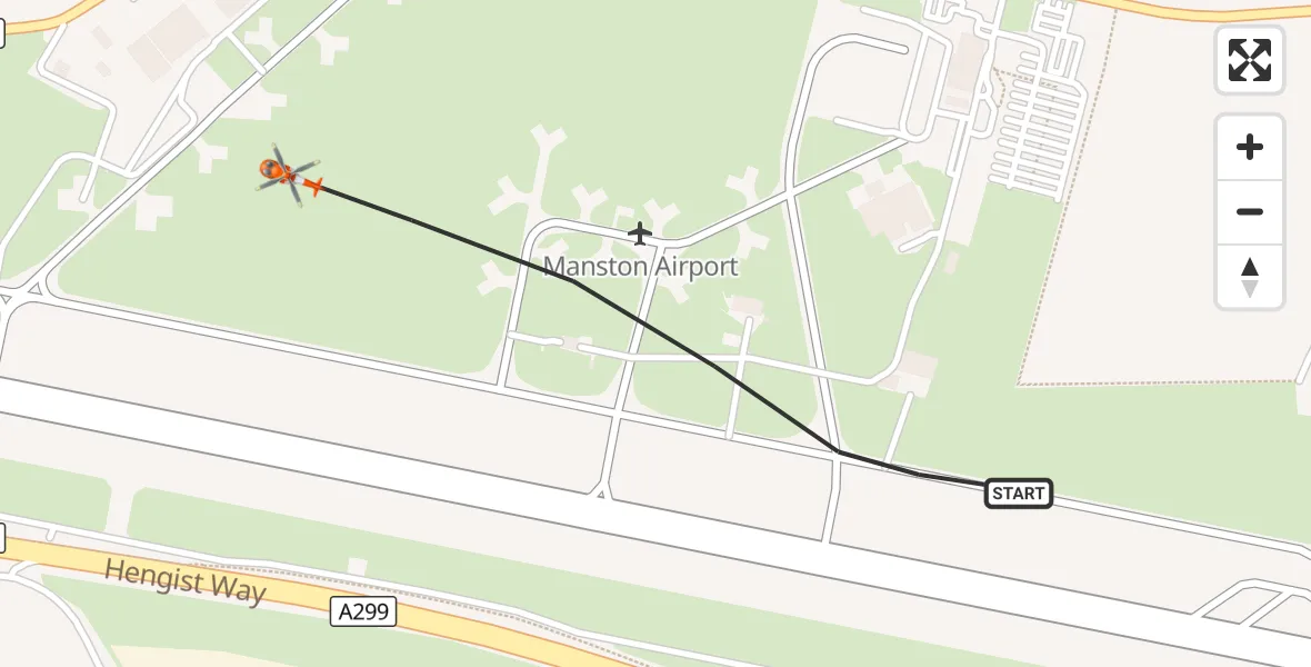 Flight route Coastguard Helicopter Manston Airport - Manston Airport, 10 October 2026, 17:07