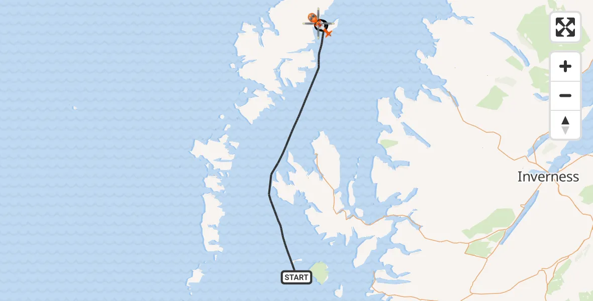Flight route Coastguard Helicopter Inner Seas - Stornoway Airport, 10 October 2026, 17:34